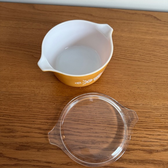 Pyrex 475 1 Qt Casserole Dish with Lid Butterfly Gold 1970s Vintage USA - Picture 6 of 9